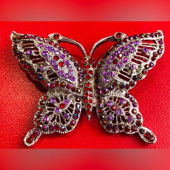Formal Shiny Rhinestone Brooch Exquisite Butterfly Pin Party Sequins Colourful - Picture 5 of 12